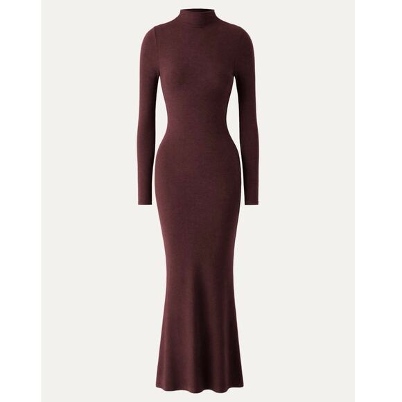 NWT L Mock Neck Fishtail Maxi Dress - Picture 2 of 2